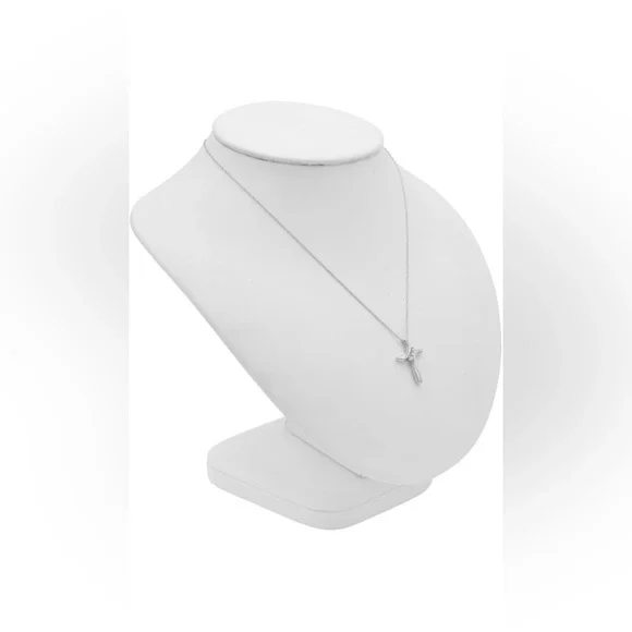 Three Stone Diamond Cross Pendant Necklace - Picture 3 of 4